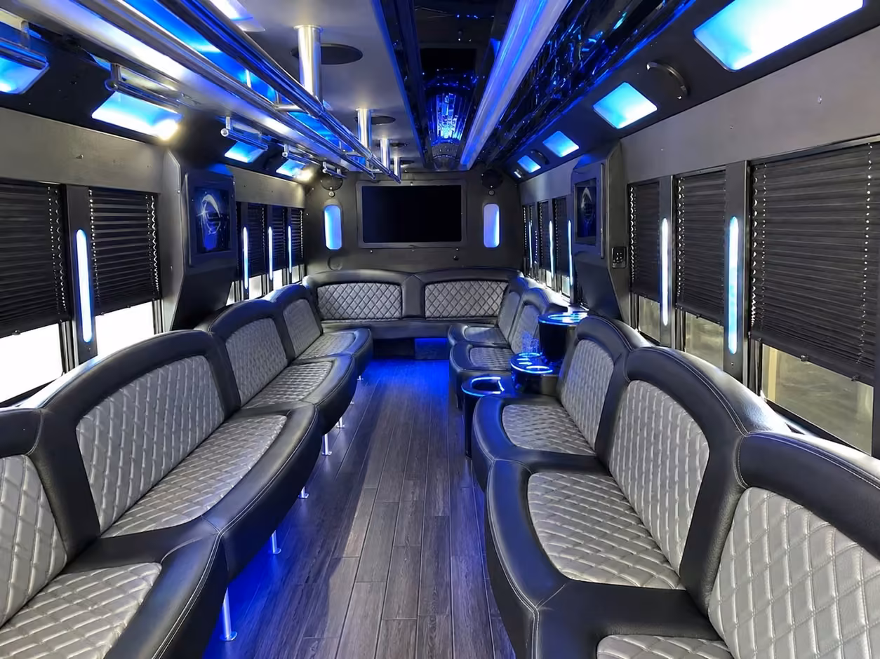 20 passenger party bus inside