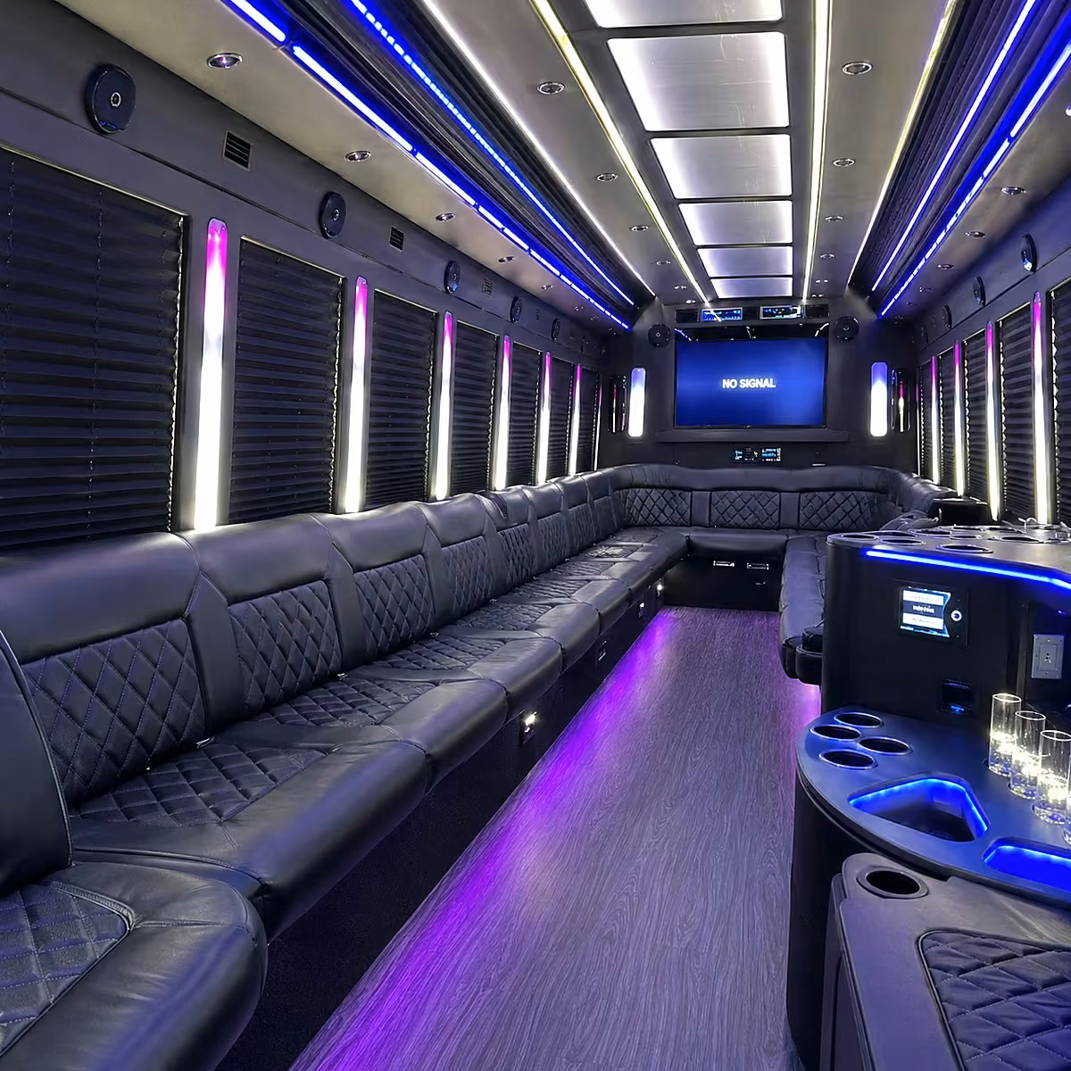 40 passenger party bus inside