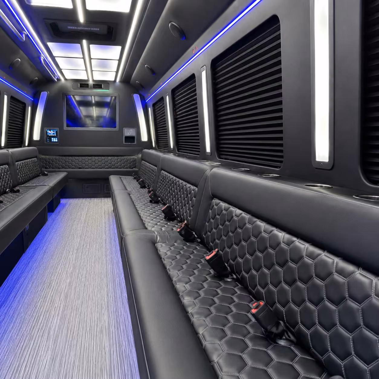 40 passenger party bus interior